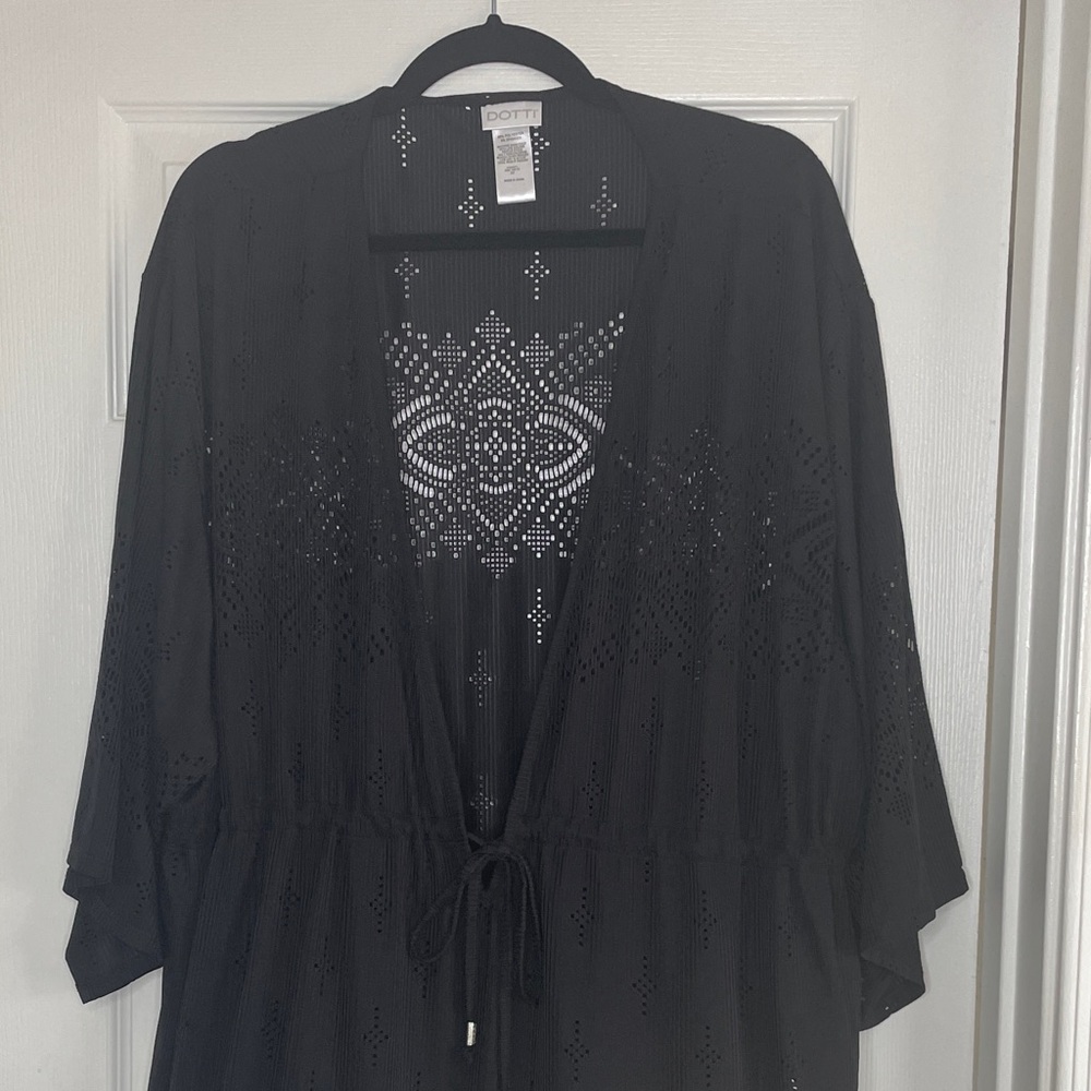 Dotti Black Halfway Open-Front Cover-Up